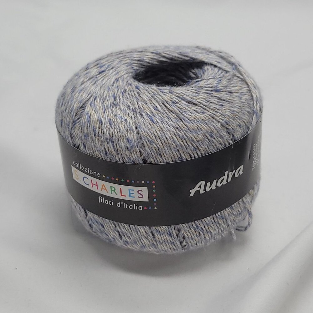 Vtg S Charles Audra Yarn Linen Silk Viscose Blue Beige Tweed Made In Italy 50g